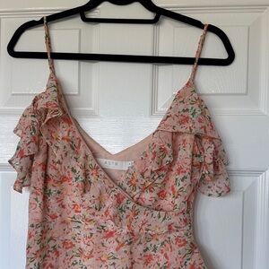 ASTR Floral midi dress  with Ruffle Details